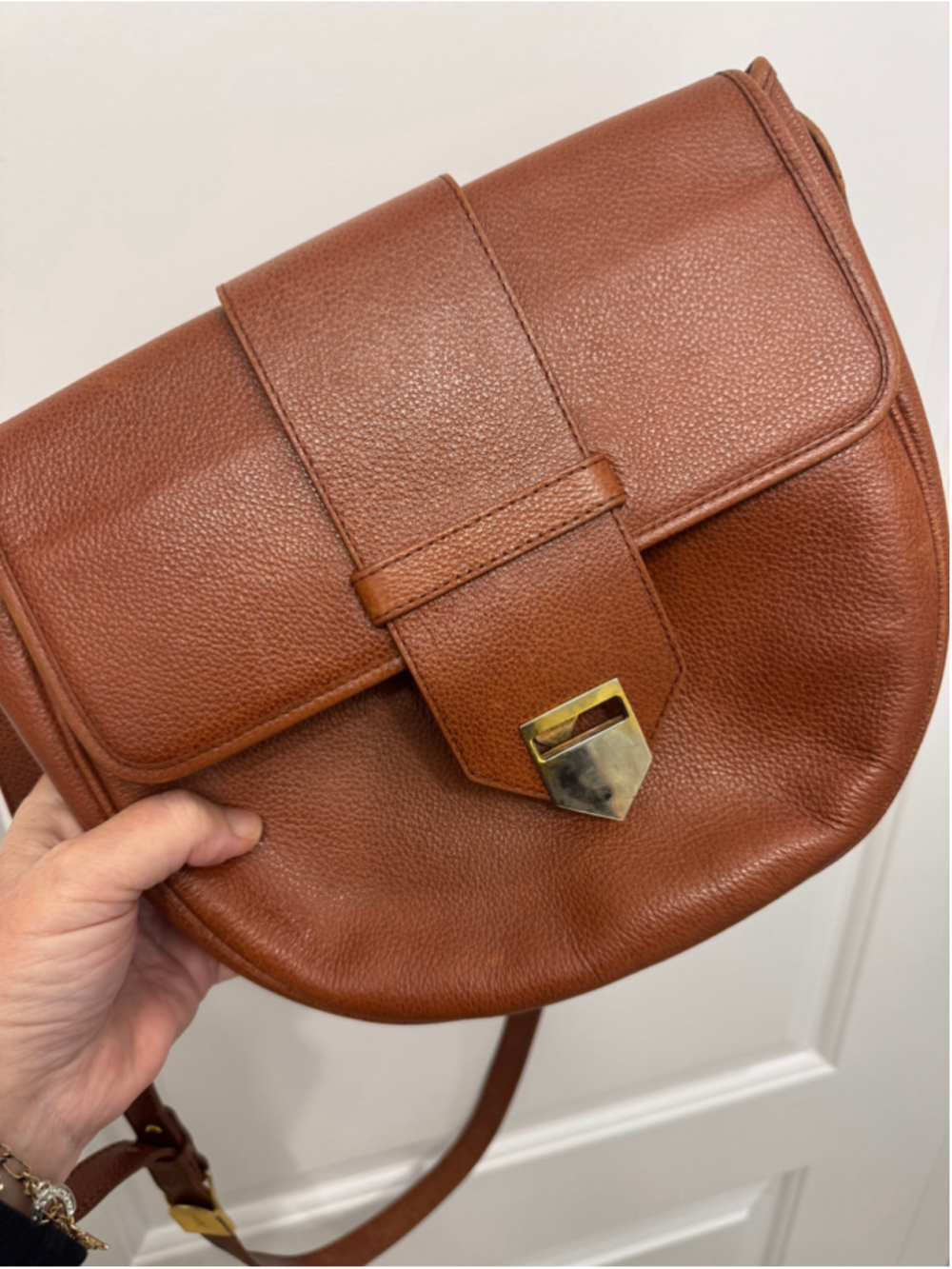 YSL Brown Leather Saddle Crossbody Vintage Bag